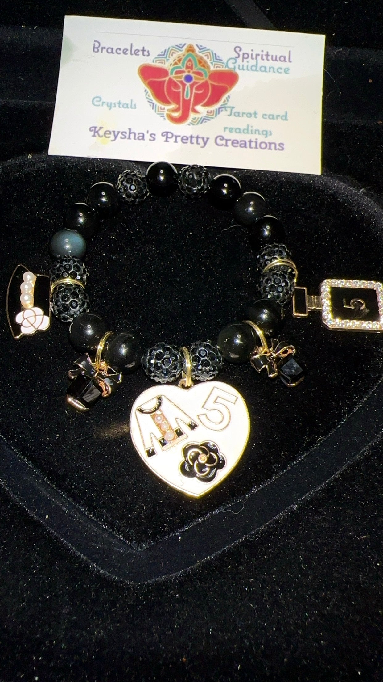 Rich auntie Chanel black obsidian bracelet