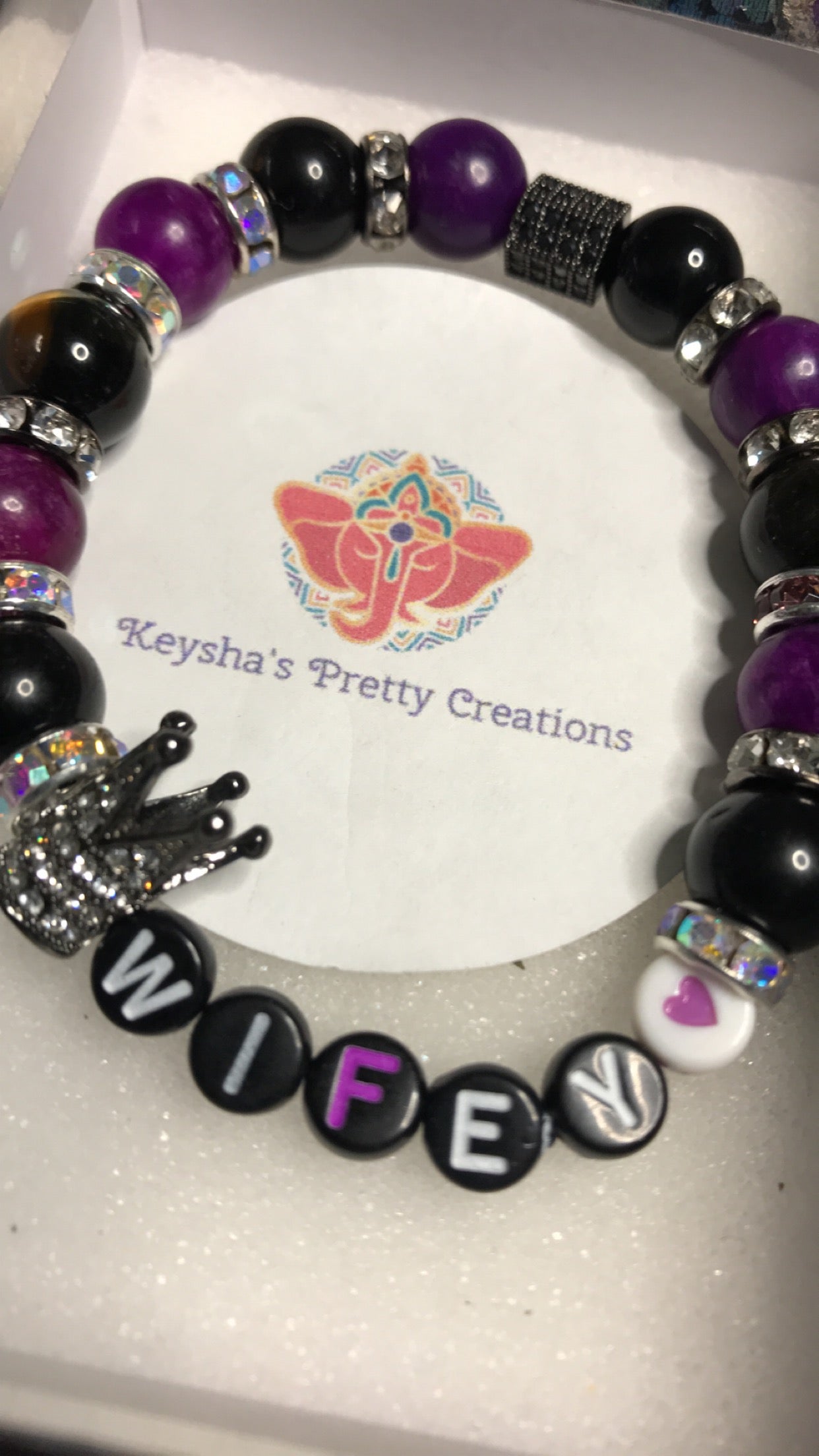 Wifey Black obsidian bracelet