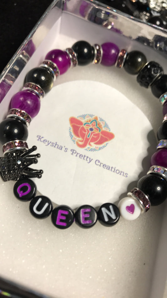 Purple and black Queen bracelet