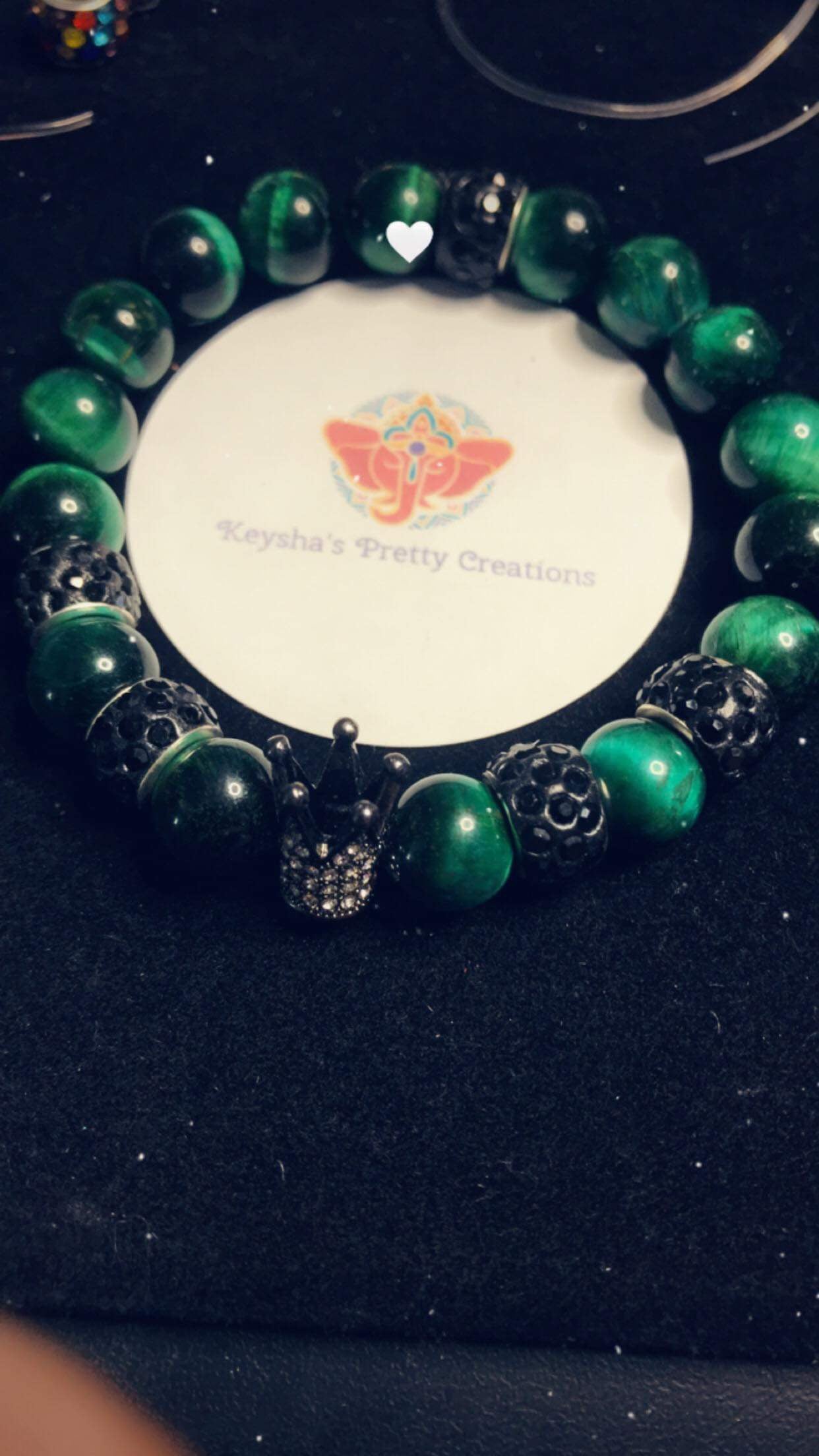 Black obsidian and Green Tigers eye bracelet