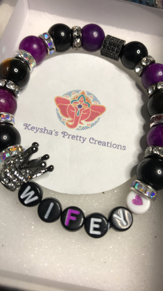 Wifey Black obsidian bracelet